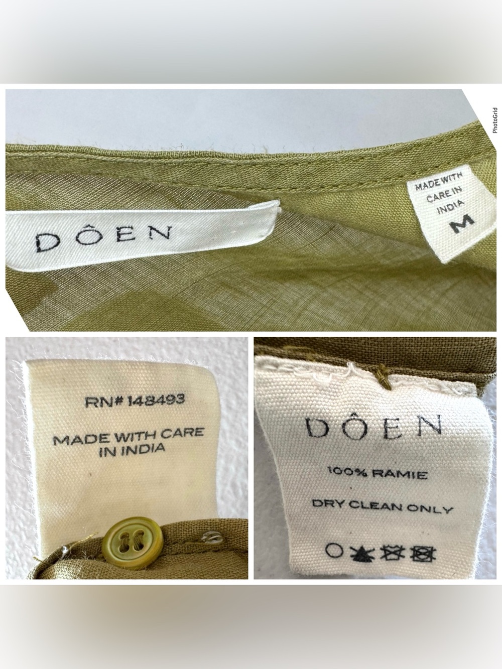 DOEN Avalon midi dress 100% ramie green Verbena color Medium - Picture 9 of 9